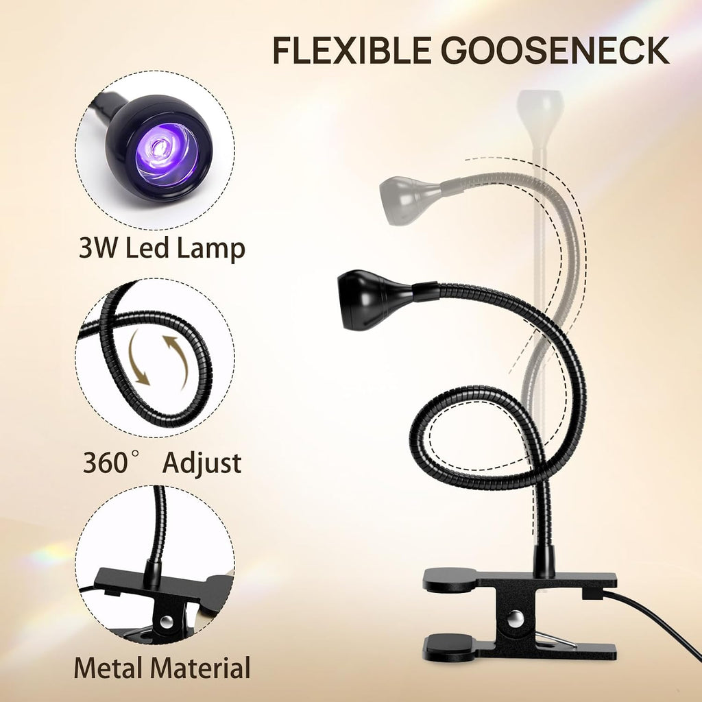 UV Nail Lamp, UV Light for Gel Nails, LED Flash Cure Light | Foot Pedal Gooseneck UV Lamp, Mini Nail Dryers with
