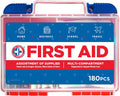 180 Piece First Aid Kit: Clean, Treat, Protect Minor Cuts, Scrapes. Home, Office, Car, School, Business, Travel
