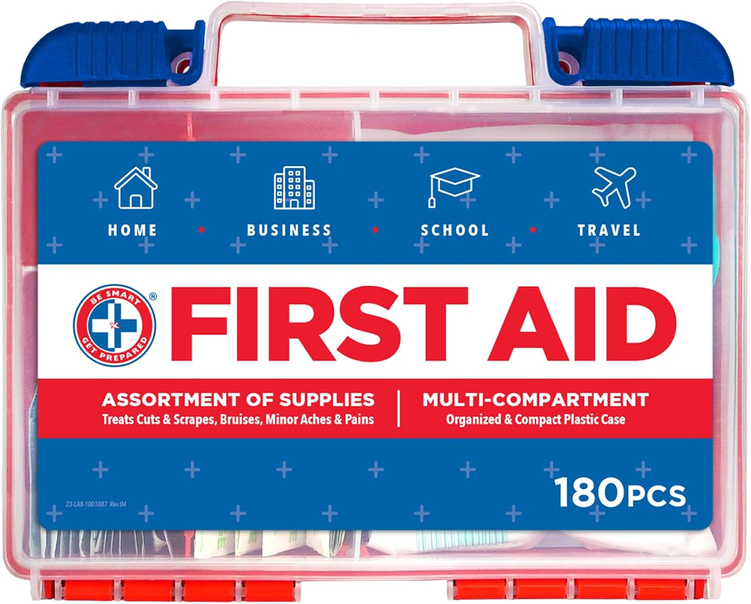 180 Piece First Aid Kit: Clean, Treat, Protect Minor Cuts, Scrapes. Home, Office, Car, School, Business, Travel