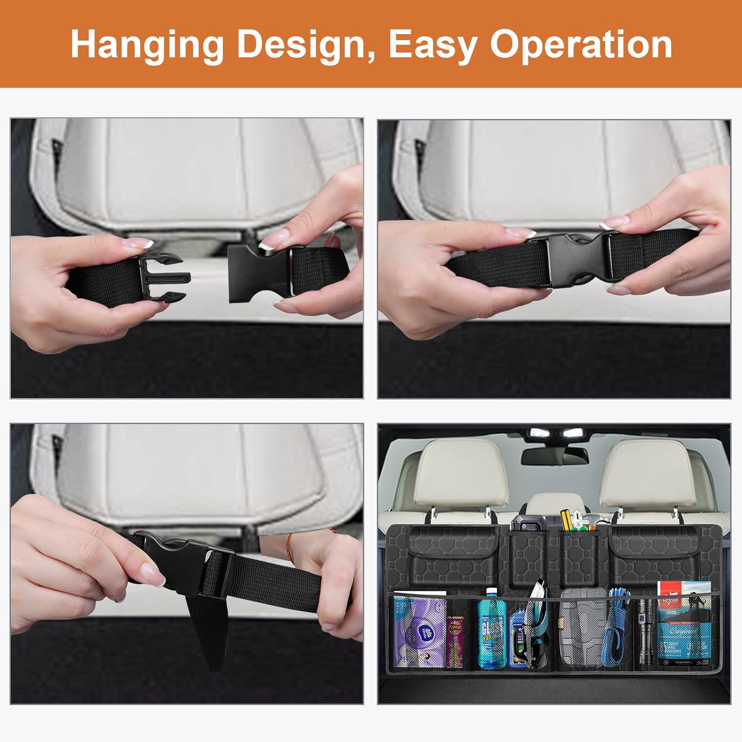 Car Trunk Organizer, Super Capacity Backseat Car Organizer for SUV/Truck/MPV(42"*18"), Hanging Car Storage Organizer