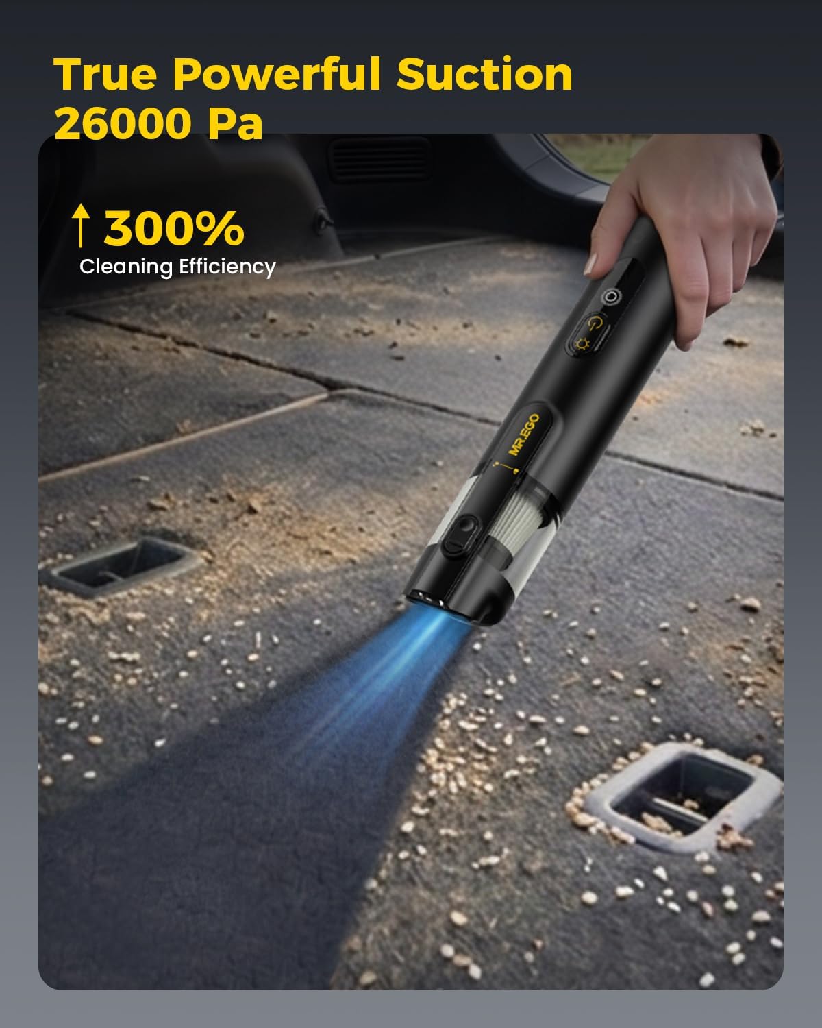 Car Vacuum Portable Cordless, 26Kpa Mini Vacuum with Brushless Motor | Up to 45‑Min Runtime, 4-in-1 Vacuum/Air