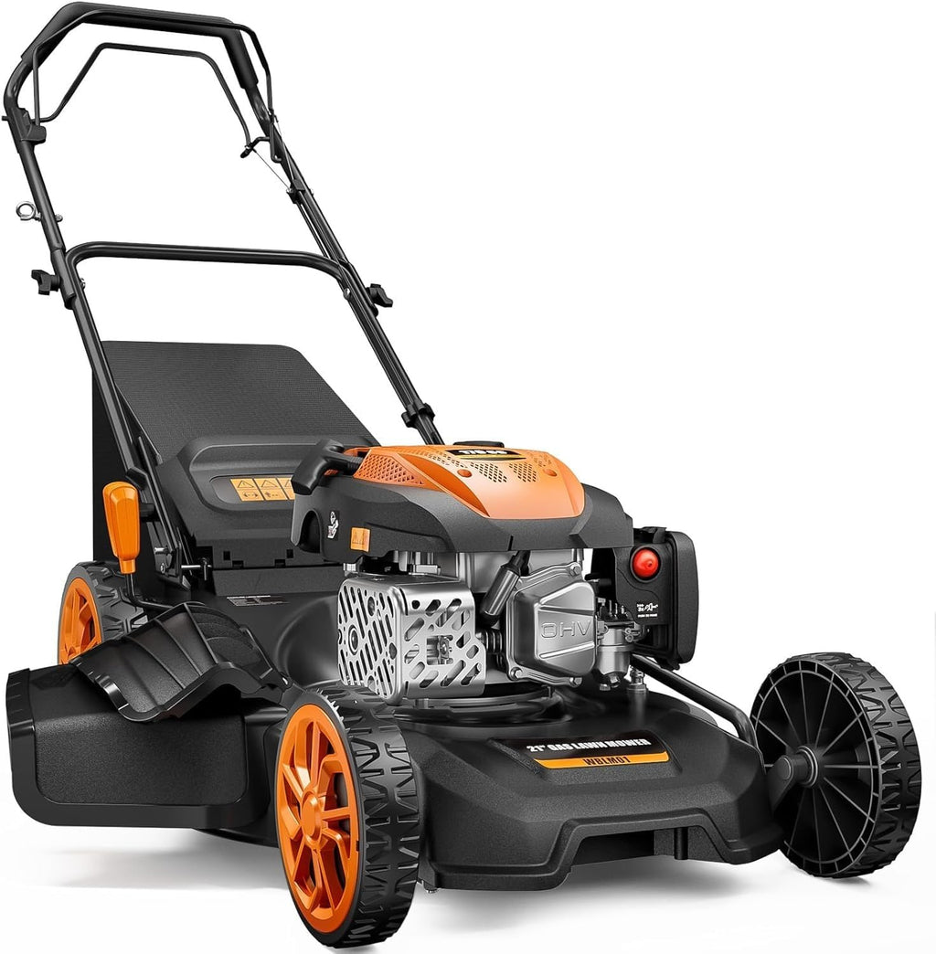 21” Self Propelled Gas Lawn Mower，170CC 4 Stroke Walk-Behind Gas Lawnmower | Mulch/Rear Bag/Side Discharge/Rear