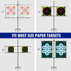 Adjustable Paper Target Stand, Frame with 8 Clips | Clear Bullseye Targets Sheet for Shooting Practice