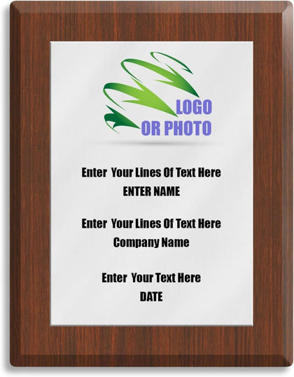 Personalized Award Plaque - Full Color Printing - Add Your Own Photos Logos and Text - 5 Sizes - 3 Frame Types