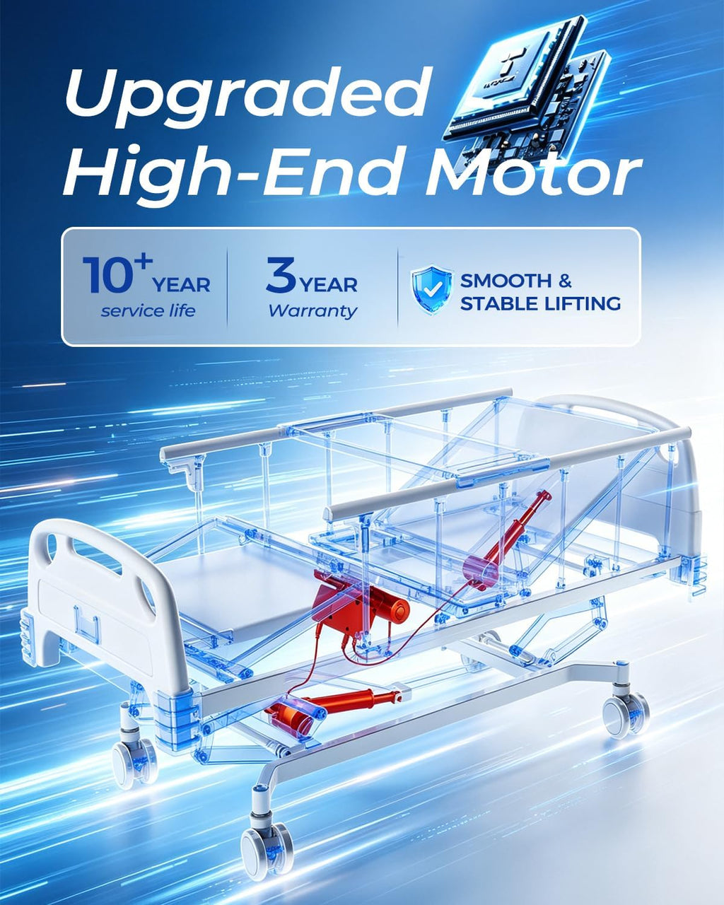 4 Function 600LBS Full Electric Hospital Bed, Beds for Home Use, Special Needs Medical Bed for Seniors with Mattress