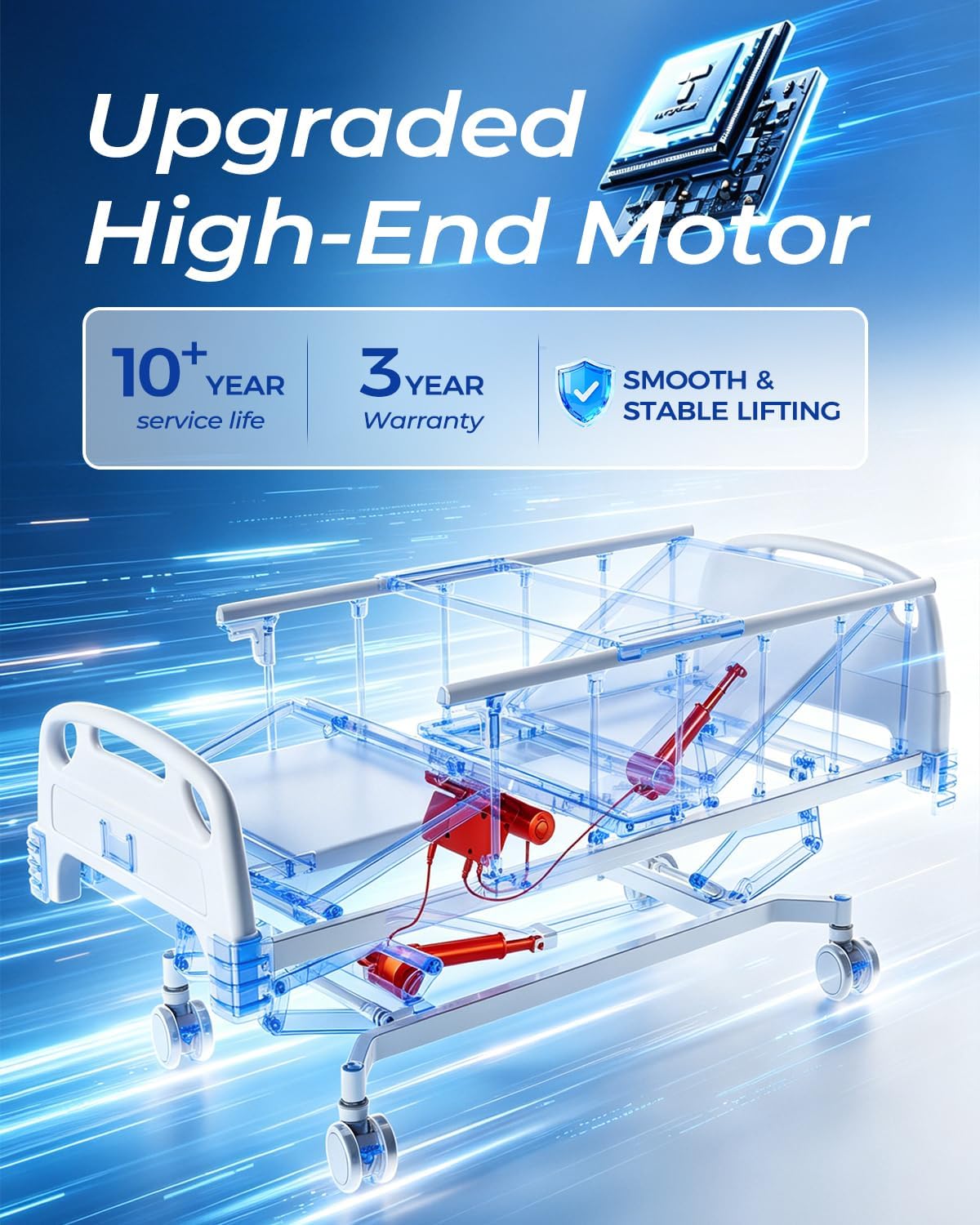 4 Function 600LBS Full Electric Hospital Bed, Beds for Home Use, Special Needs Medical Bed for Seniors with Mattress
