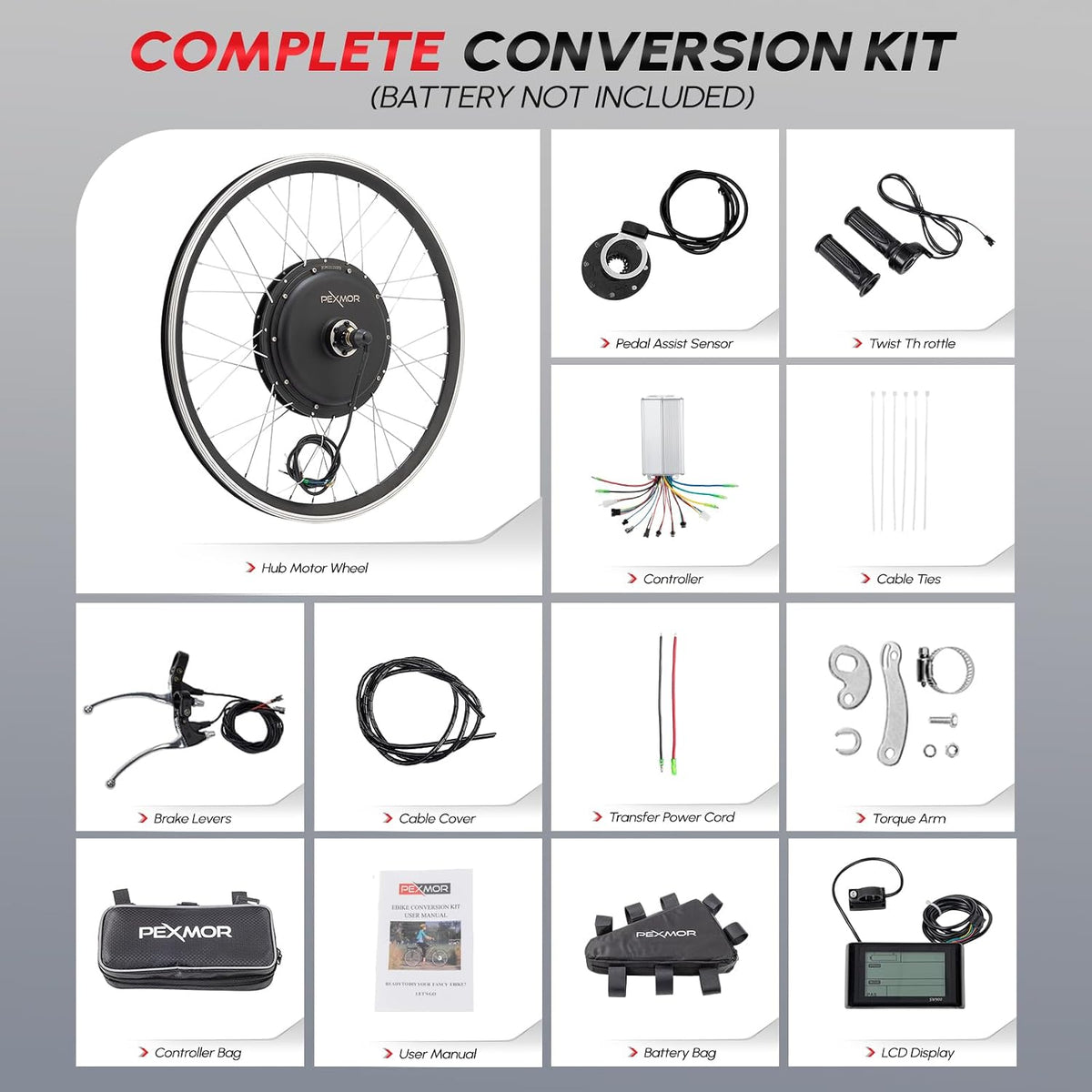 Electric Bike Conversion Kit, 20" Front Wheel Adult E-Bike Conversion Kit, 36V 750W Ebike Hub Motor Kit Upgrade 3