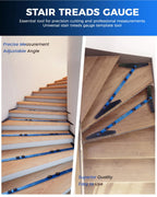 Stair Tread Template Tool, 8" to 60", Adjustable for Measuring (Blue)