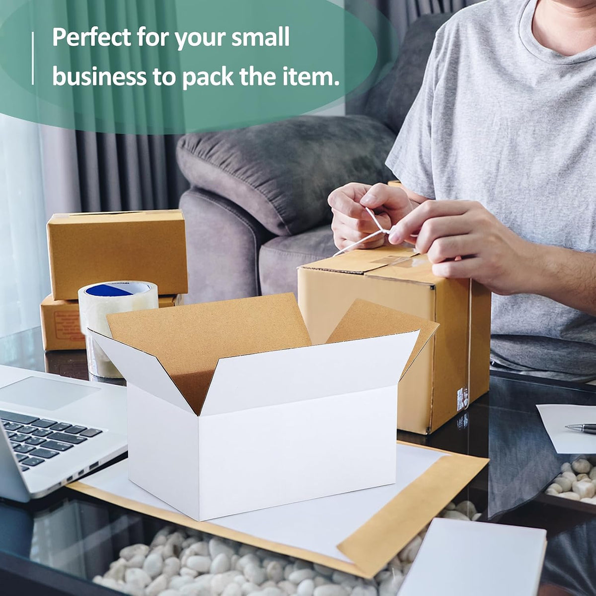 9x6x4-Small-Shipping-Boxes-30-Pack-White-Corrugated-Box-Mailers, Cardboard Boxes for Packaging Small Business, Mailing