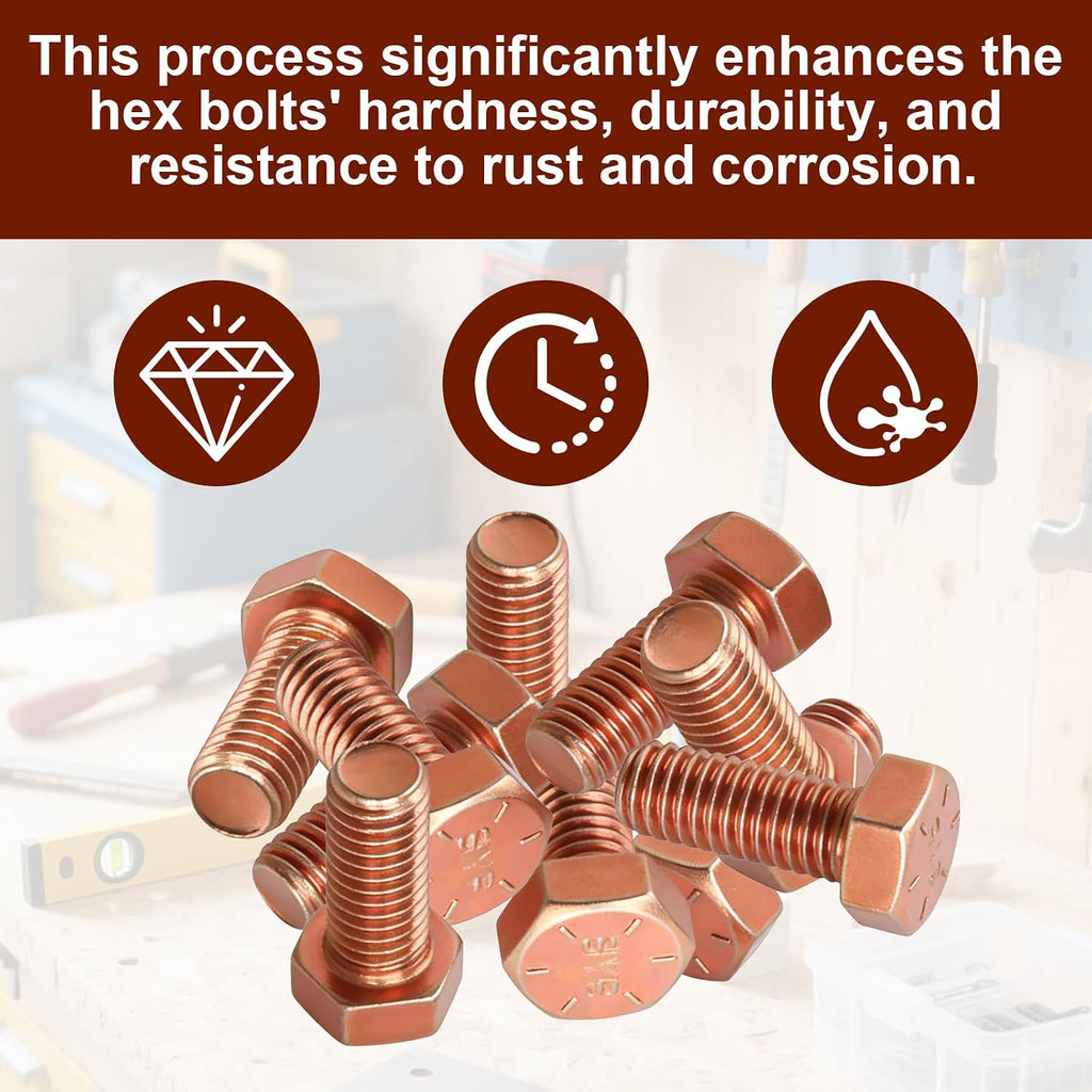 1/2-13 x 1-1/2" Grade 8 Hex Cap Coarse Large Bolts - 10 Pcs