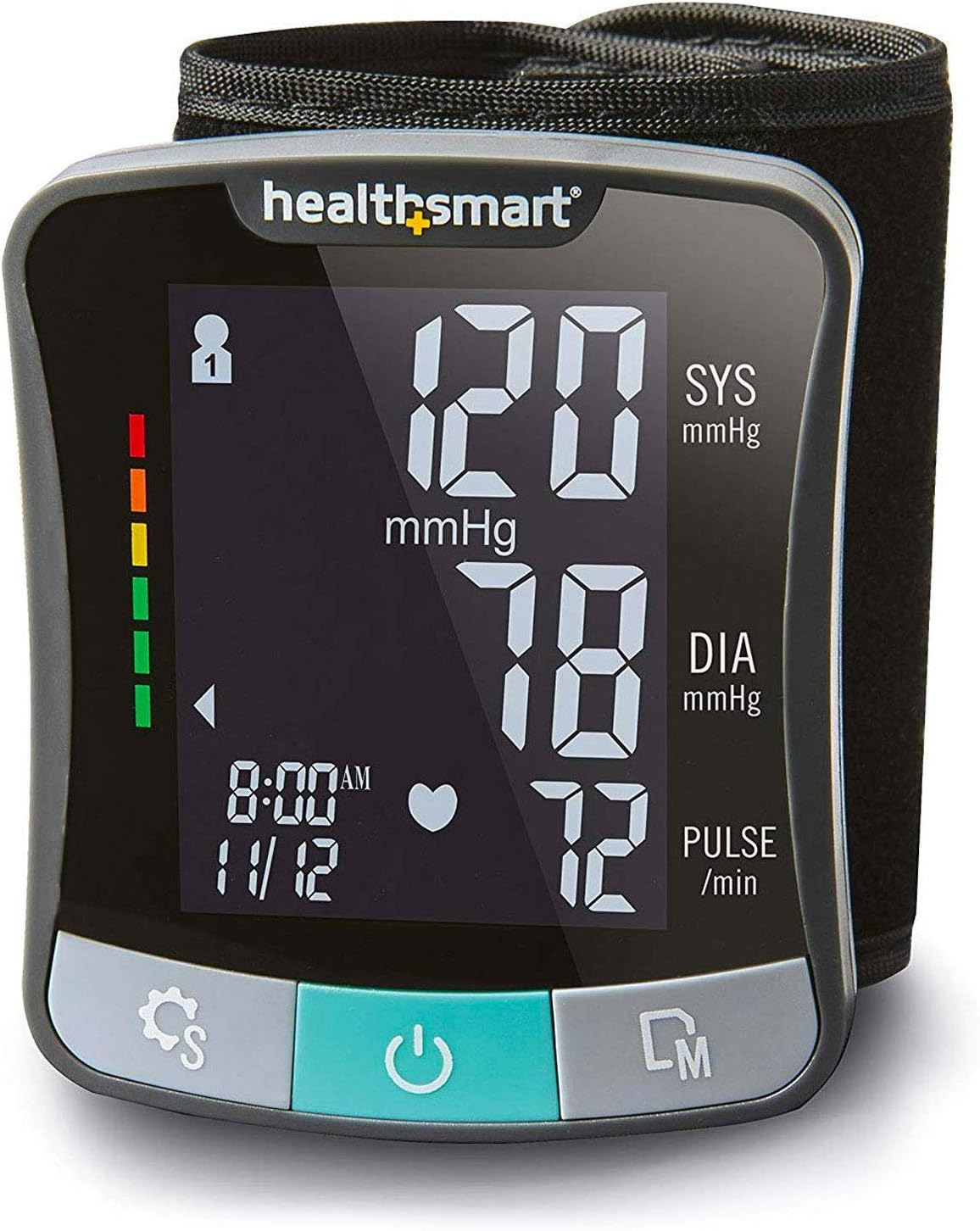 Digital Premium Wrist Blood Pressure Monitor with Cuff That Measures Pulse Heartbeat and High or Low BP, 120 Reading