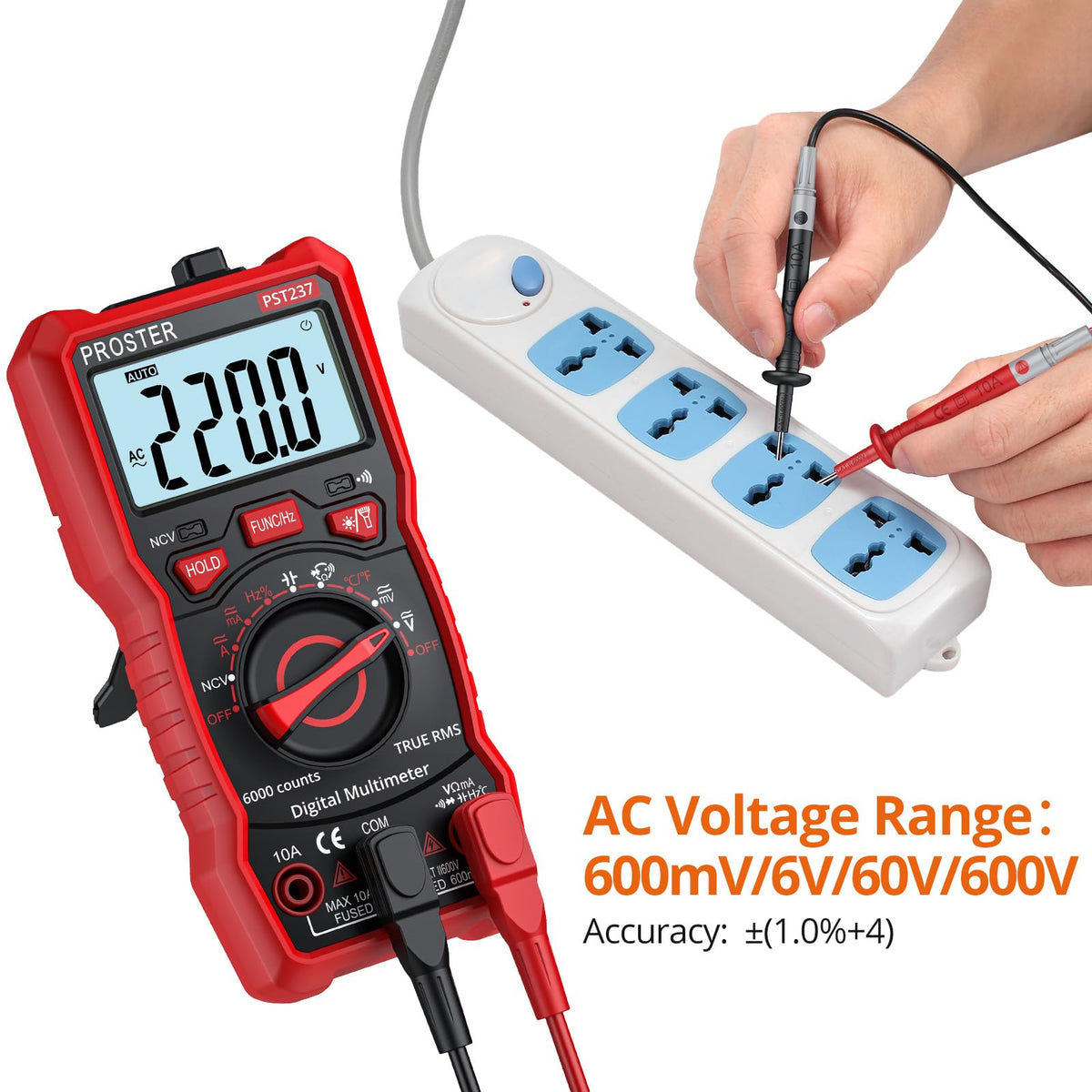 Proster 6000 Counts TRMS Multimeter - NCV Auto-Range for AC/DC