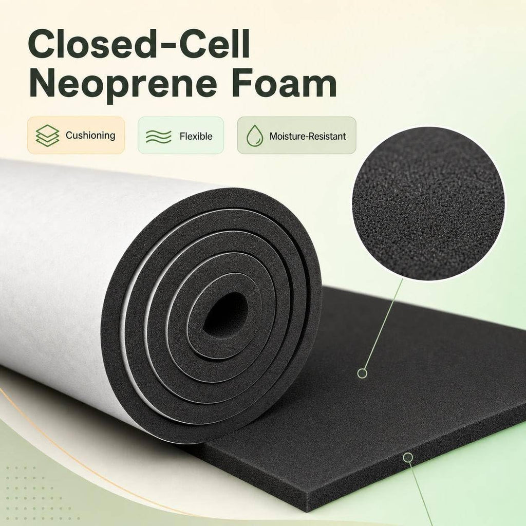 Sponge Neoprene Foam Sheet with Adhesive 1/4''T x 12''W x 59''L