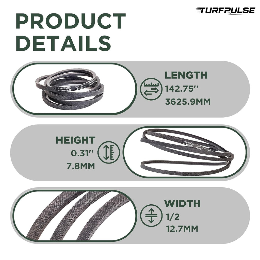 Lawn Mower Deck Belt Replace M155525 for John Deere, 1/2" x 142 3/4"