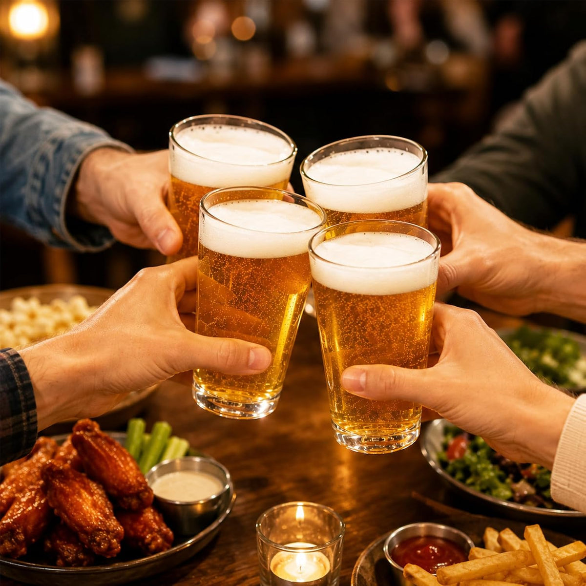 Beer Glass Set of 4, 16 oz Pint Glasses