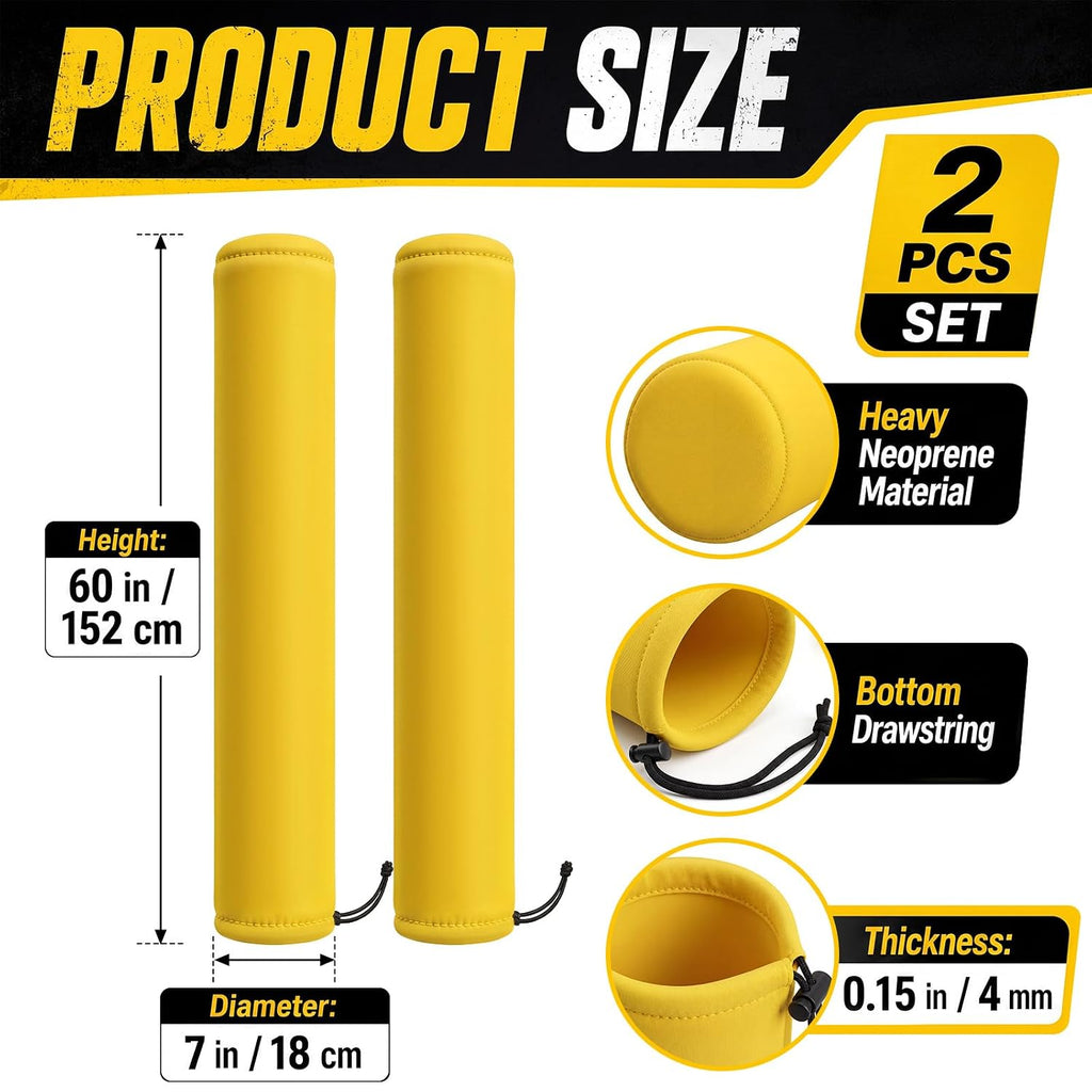 2 Pack Neoprene Safety Bollard Cover, 0.16" Thick Fits up to 60 x 7 Heavy Duty Flat Top Bollard Post Sleeve with