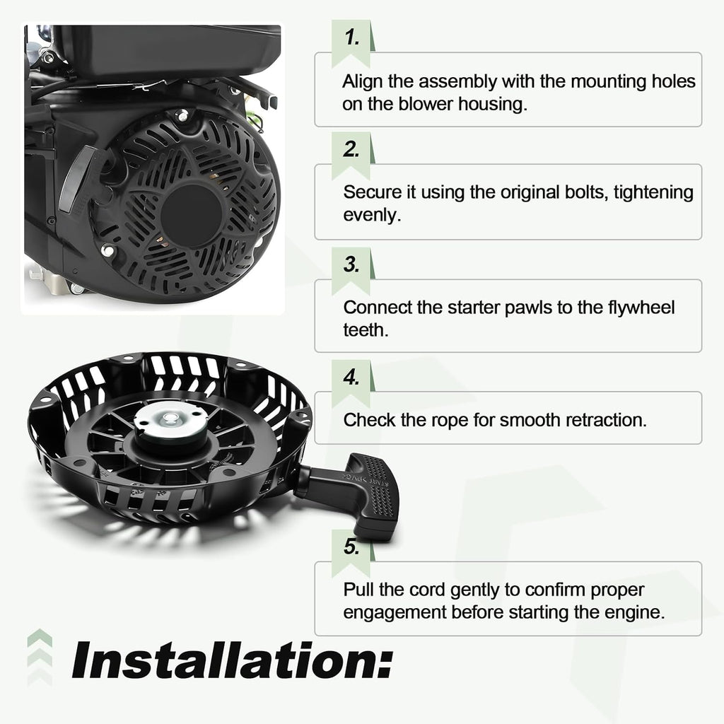 Recoil Starter Assembly with Pull Cord Compatible with Kohler CH255 CH260 CH270 5.5hp 6hp 7hp 208cc Engine for Lawn Mower Replace 1716502 1716501S 1716512S 1716512-S 1716501-S