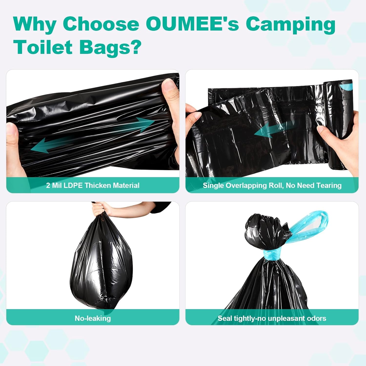 Lemon 30 Portable Toilet Bags with 30 Poo Gel Set, 8 Gallon | Camping Toilet Bags with Absorbent Gels Waste Bags