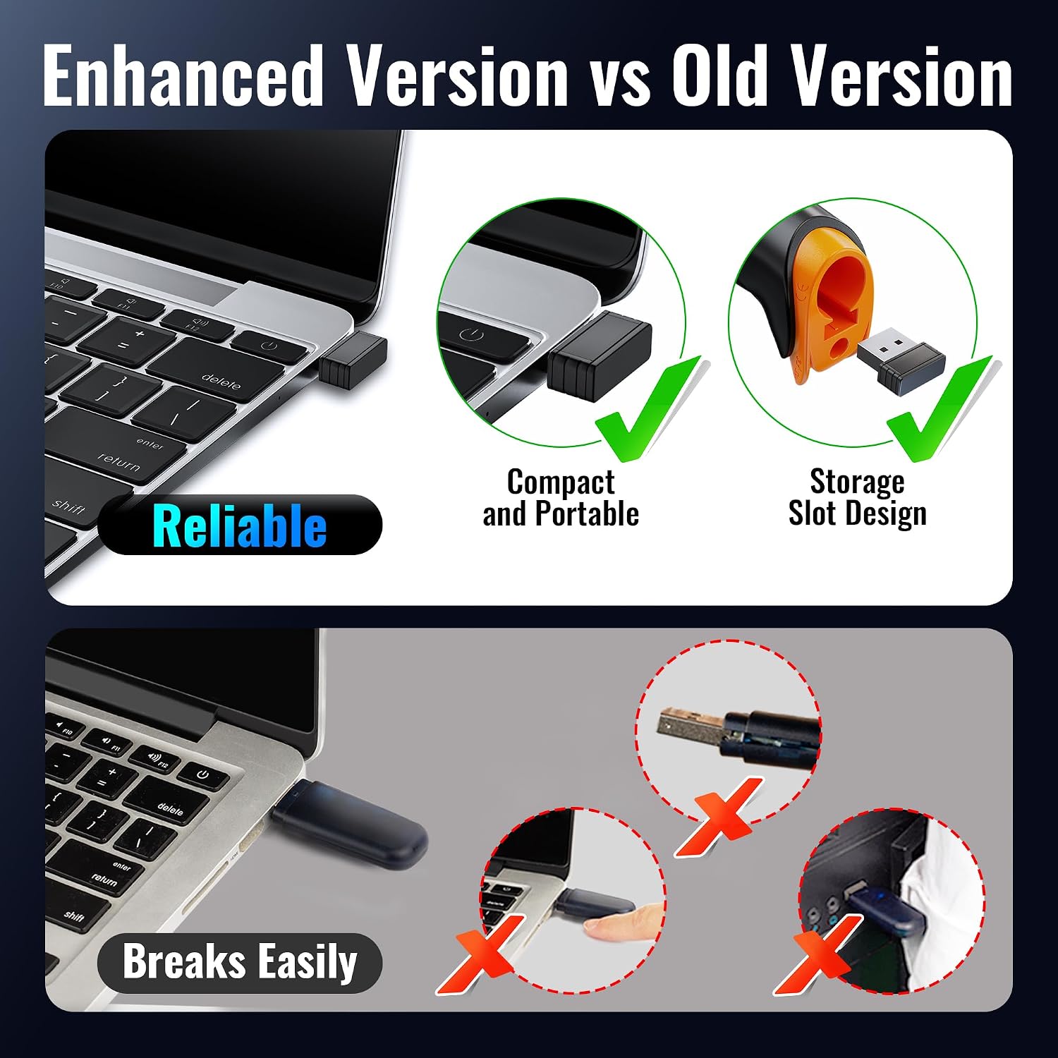 Barcode Scanner Wireless 1D Laser Cordless Barcode Reader with Battery Level Indicator, Versatile 2 in 1 2.4Ghz
