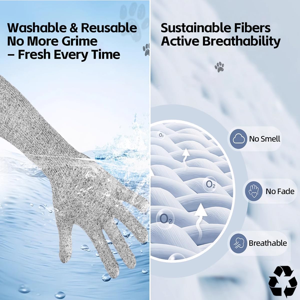 15.7” Pet Handling Sleeves, Flexible Kevlar Gloves for Cat Grooming, Nail Trimming & Arm Protection