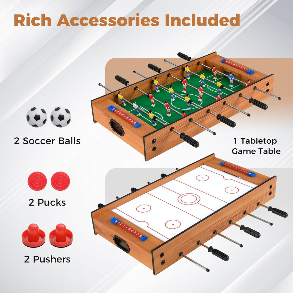 2 in 1 Multi Game Table, Tabletop Foosball Table & Hockey, Combo Game Table Set with Complete Accessories for Kids &