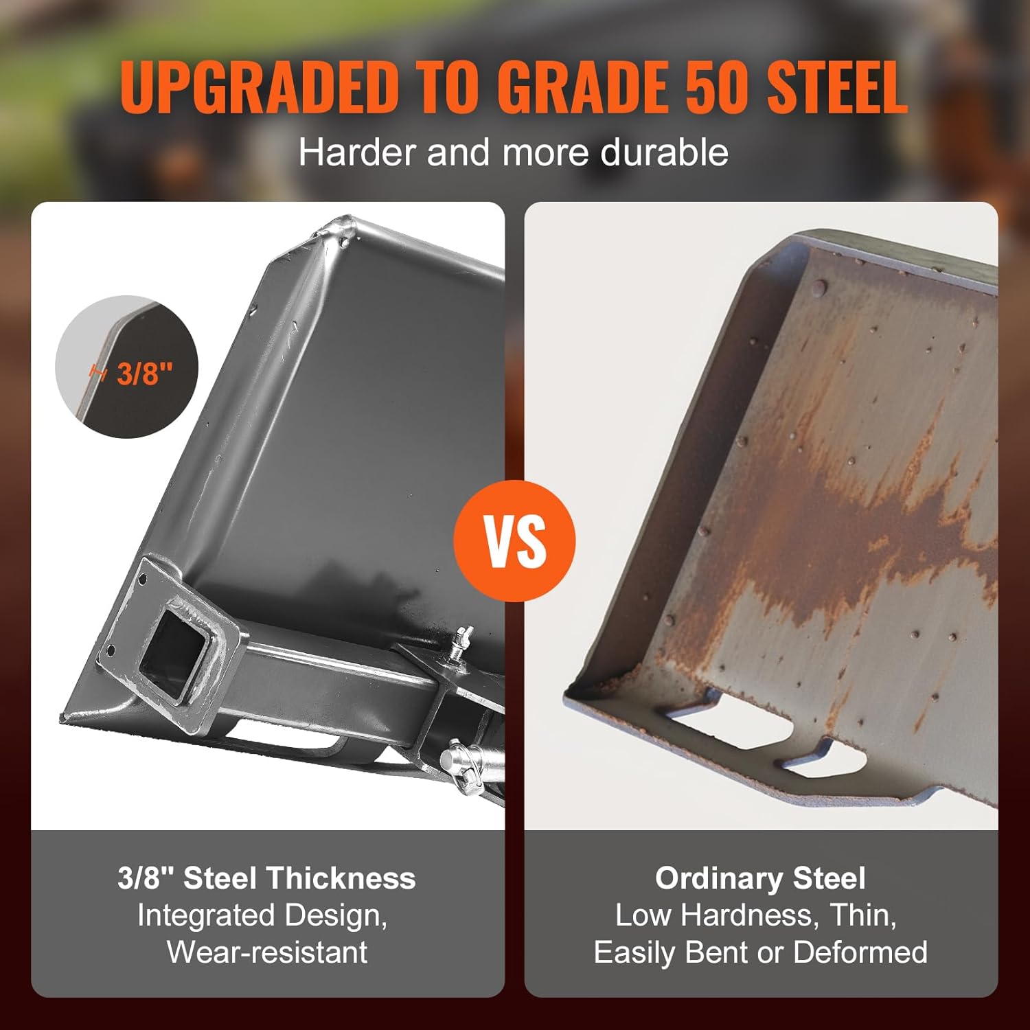 Universal 3-Point Skid Steer Plate, 3/8" Skid Steer Attachment Plate, 7000lbs Skid Steer Mount Plate Steel Adapter