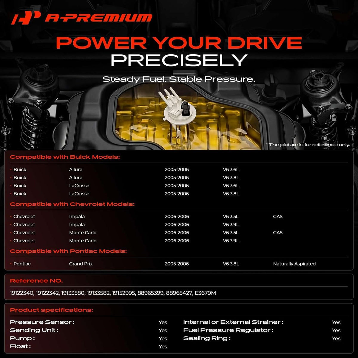 A-Premium Electric Fuel Pump Module Assembly with Pressure Sensor