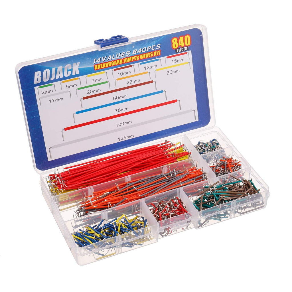 14 Vaules 840 pcs 2-125mm Solderless Flexible Breadboard Connecting Line Cables Breadboard Jumper Wires kit