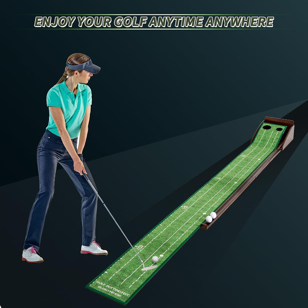 Putting Green Putting matt for Indoors Golf Putting Mat - Indoor Putting with Ball. Putting matt for Golf Practice