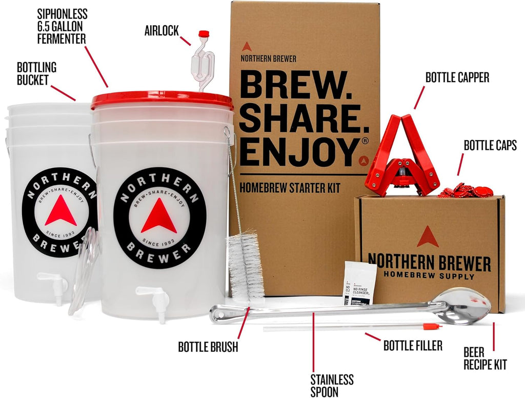 Essential Brew. Share. Enjoy. HomeBrewing Starter Set, Equipment and Recipe for 5 Gallon Batches (Block Party Amber)