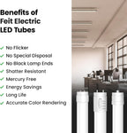 Feit Electric 4ft T8 LED Light Bulbs, 32/40W Eq, Warm White, 4 Pack