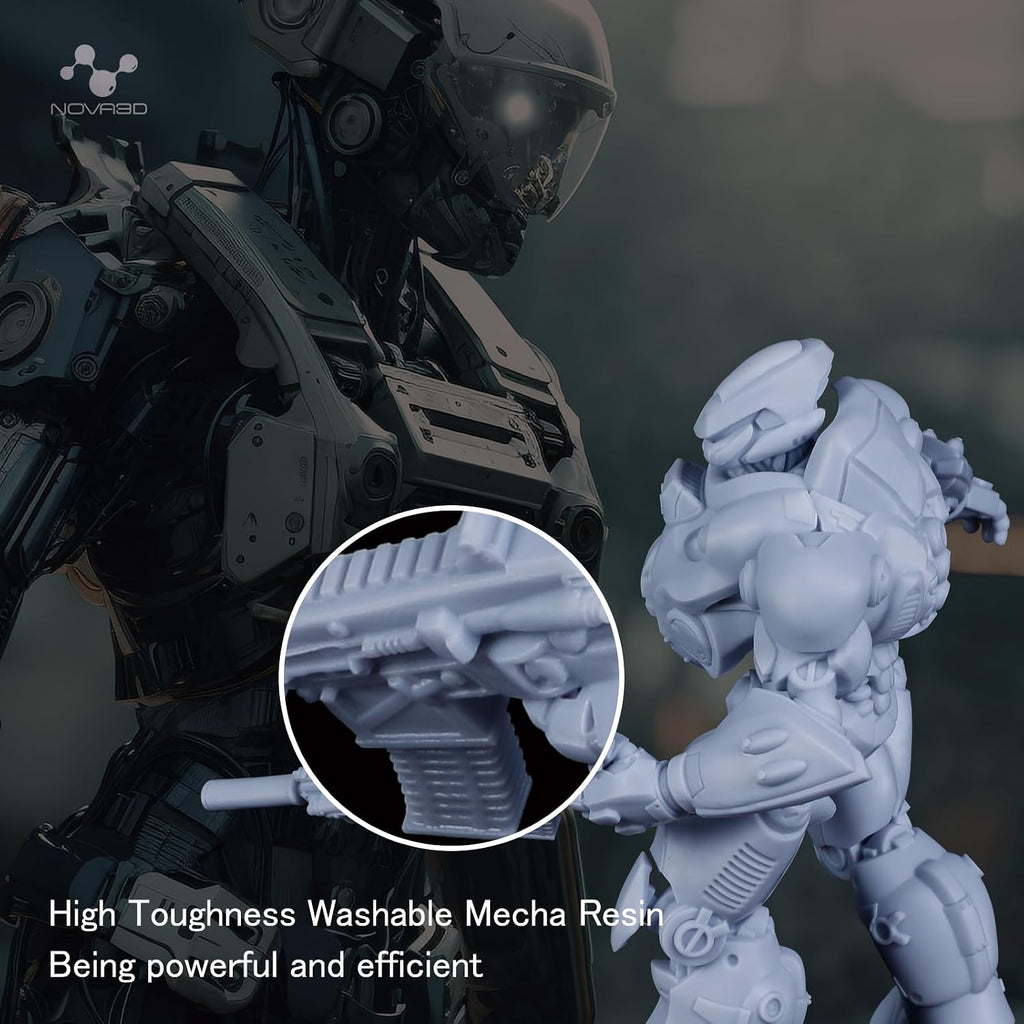Water Washable Mecha ABS-Like 3D Printer Resin, 405nm High Precision LCD UV-Curing 3D Printing Resin, Low Odor