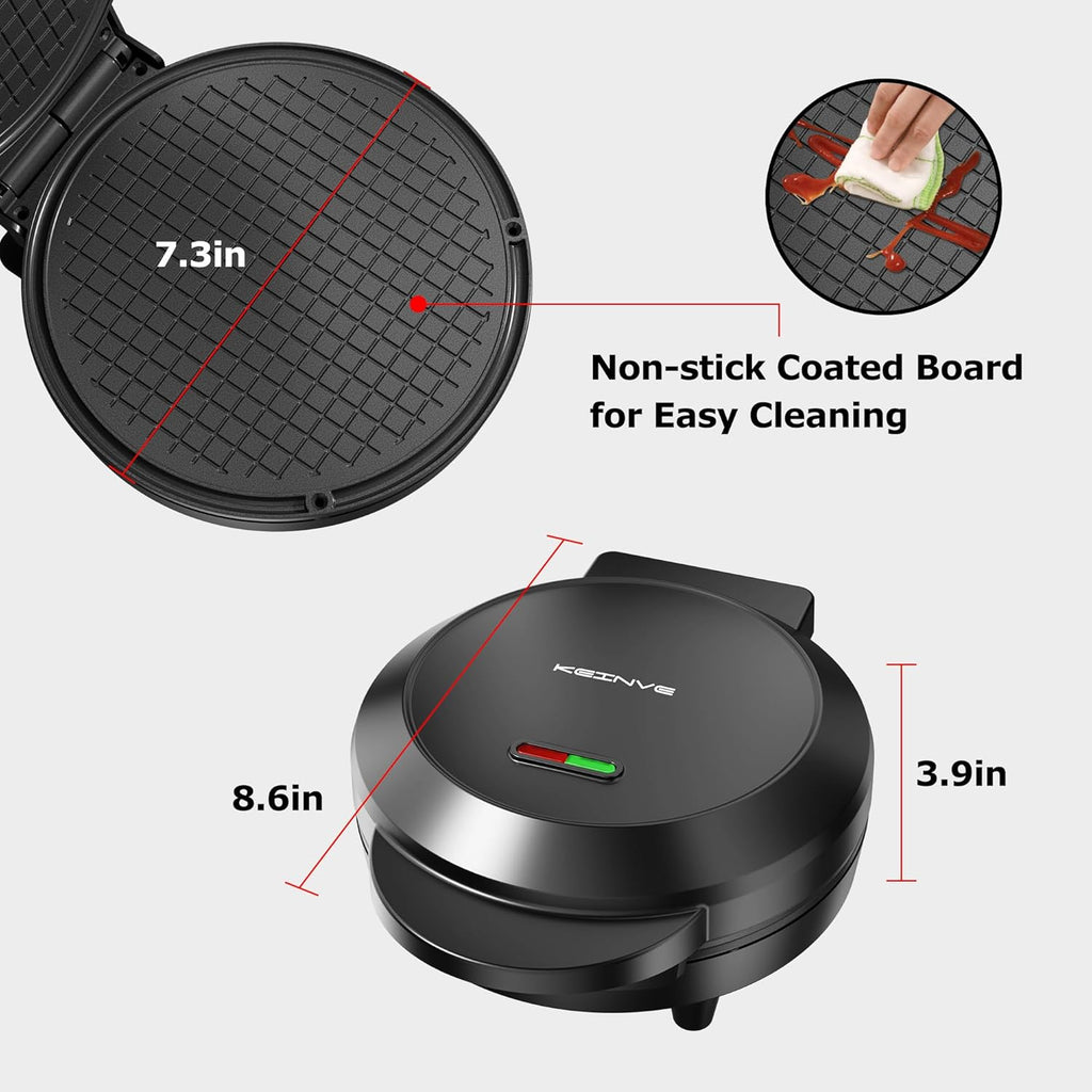 Waffle Cone Maker, 750W Thin Waffle Maker (Ice Cream Cone) with Shaper Roller, 7.08" Nonstick Plate