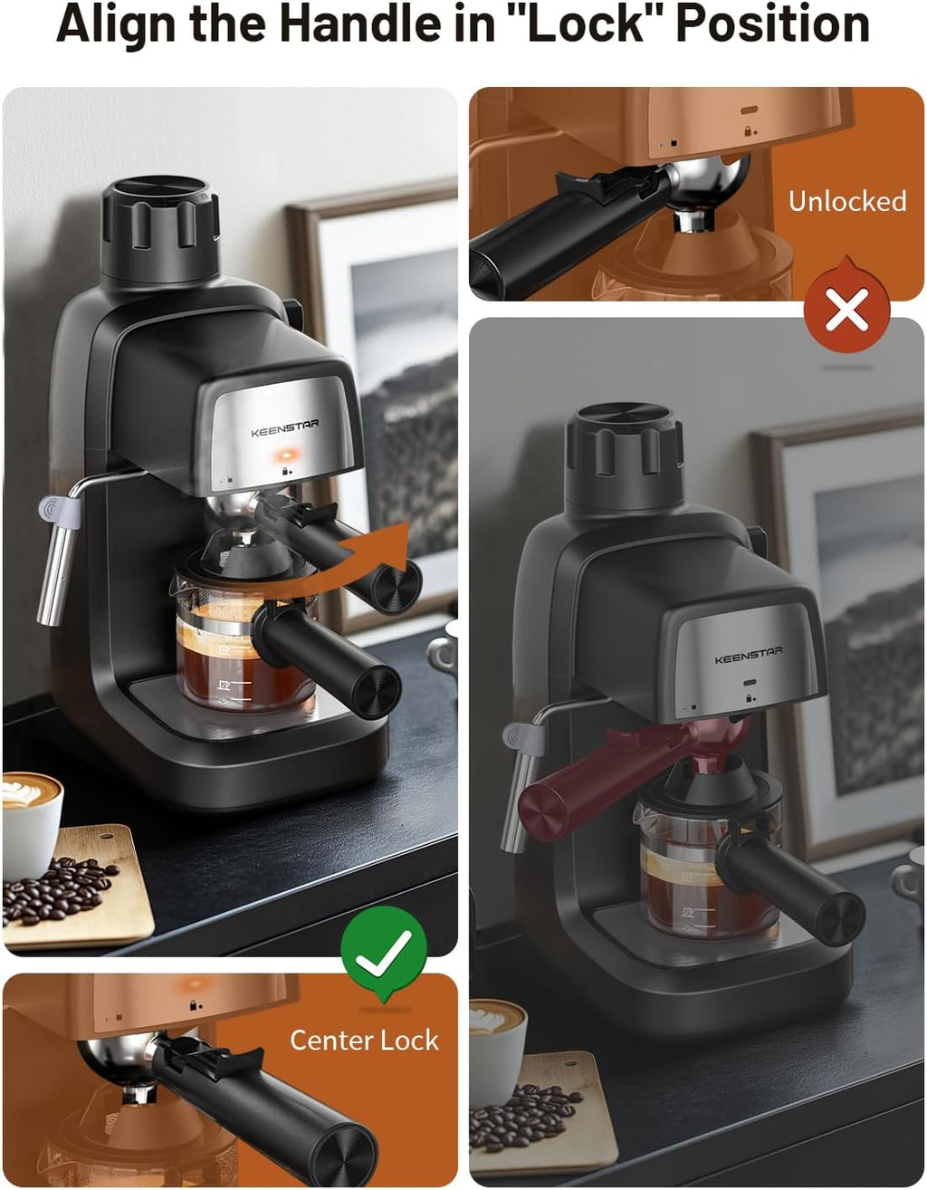 3.5Bar Espresso Machine 800W, Compact 4-Cup Espresso Maker Preheat | Fast Heating, Milk Frother Steam Wand, Espresso