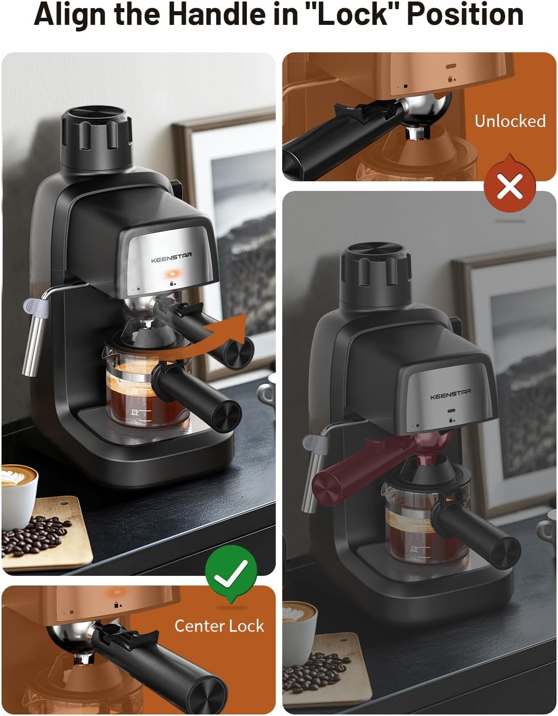 3.5Bar Espresso Machine 800W, Compact 4-Cup Espresso Maker Preheat | Fast Heating, Milk Frother Steam Wand, Espresso