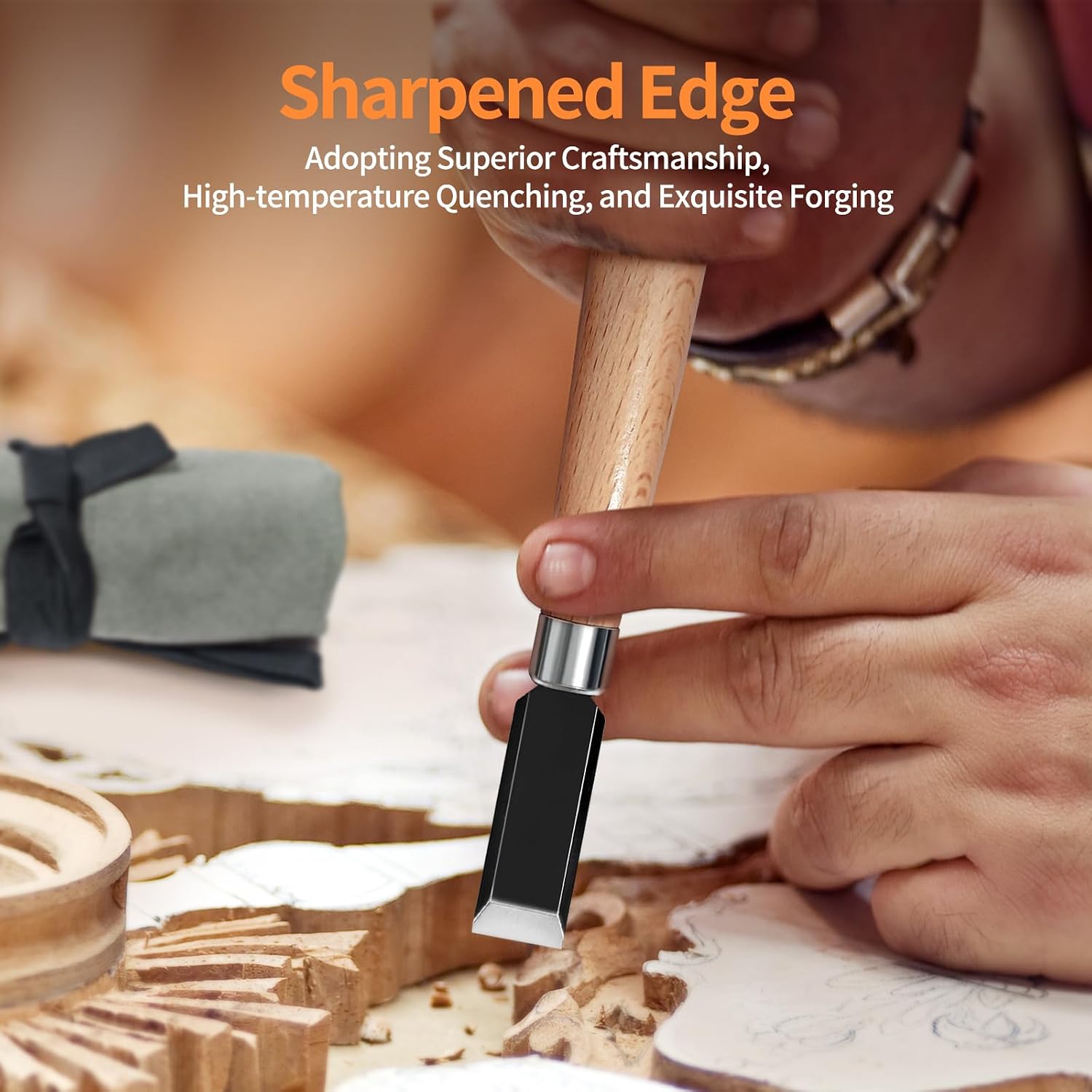 Wood Carving Tools Set - Chisel Set with Canvas Case, Carving Chisels Set Woodworking for Adults, Wood Whittling