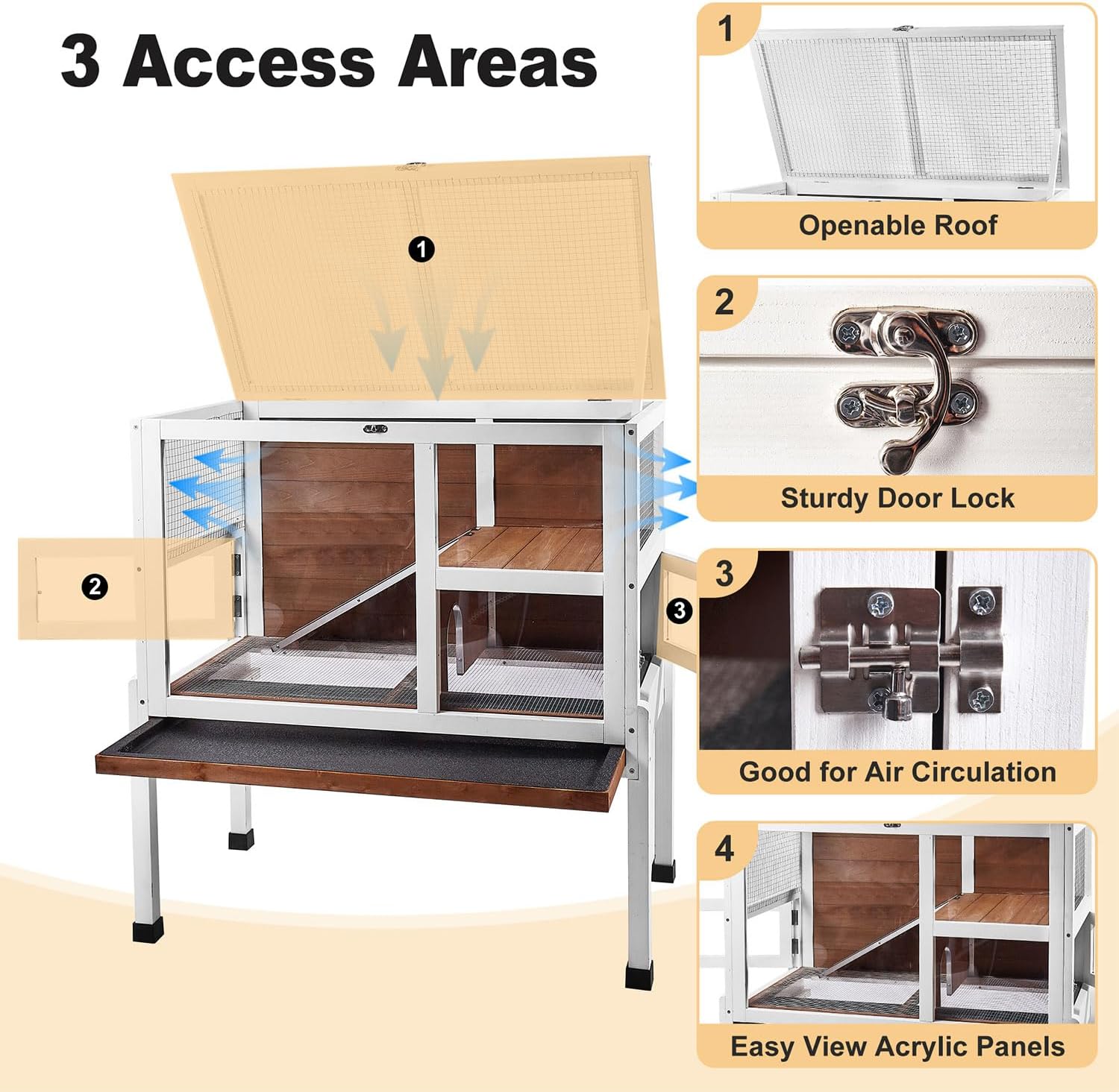 2-Story Guinea Pig Cage with Stand, Indoor Wooden Hamster Cage with Ramp, Pull-Out Tray, Hideout & Platform, Acrylic