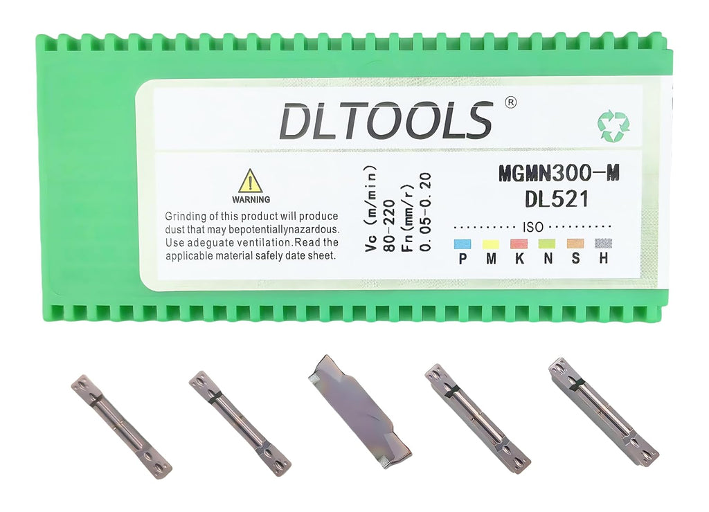 DLTOOLS Industrial MGMN300 PVD Coated(Black&Grey) CNC Grooving Carbide Inserts Cutting Tools for Steel,10pcs