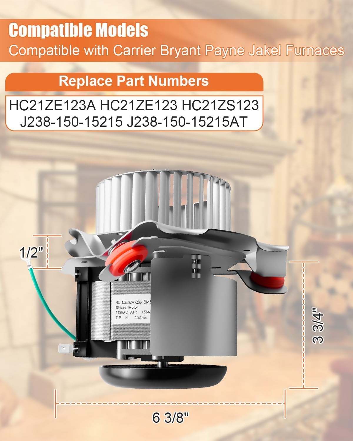 HC21ZE123A Furnace Draft Inducer Motor Fit for Carrier Bryant Payne Jakel