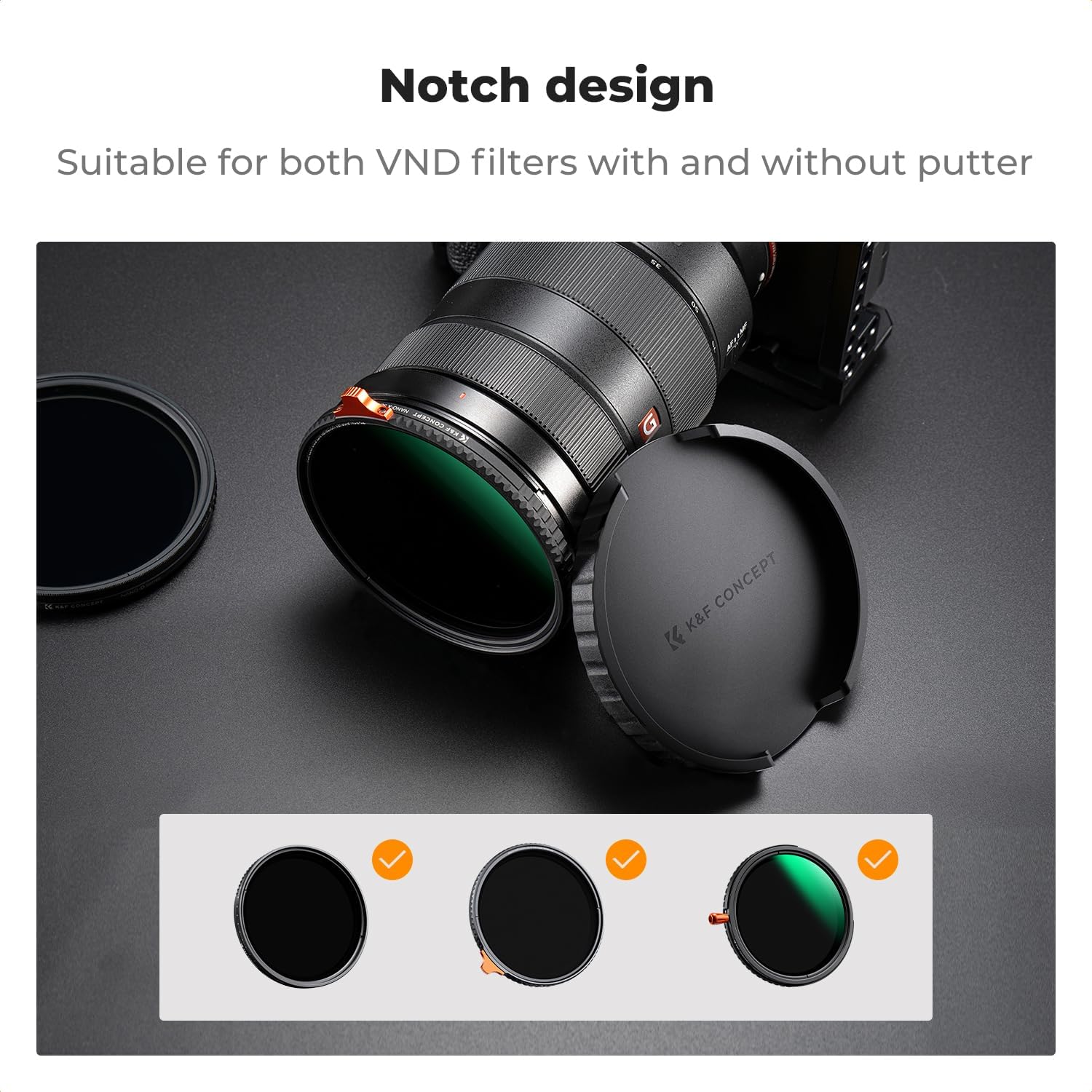 77mm Variable ND Lens Filter Cap TPU Material, Only for K&F 77mm Adjustable Neutral Density Filter