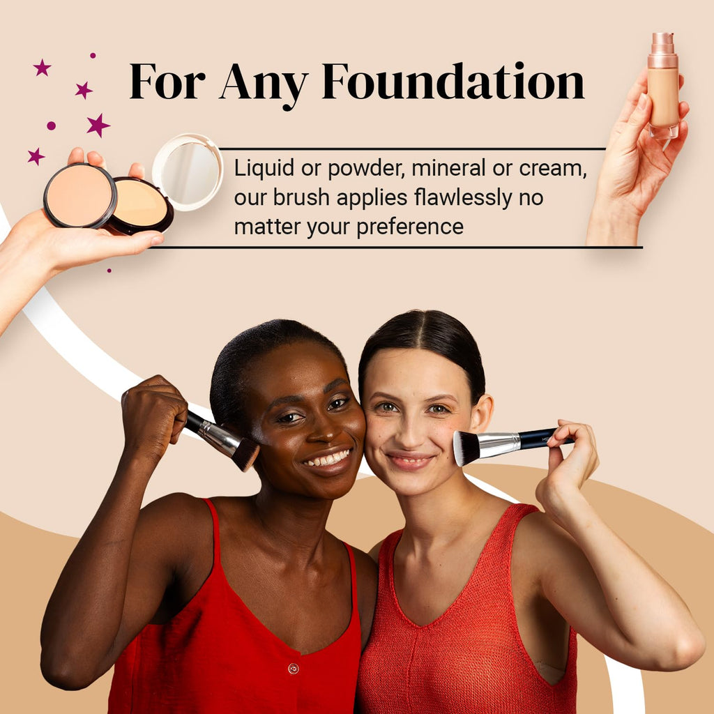 Large Flat Top Kabuki Foundation Brush by Keshima - Liquid, Cream & Powder | 1.6-inch top diameter flat top kabuki