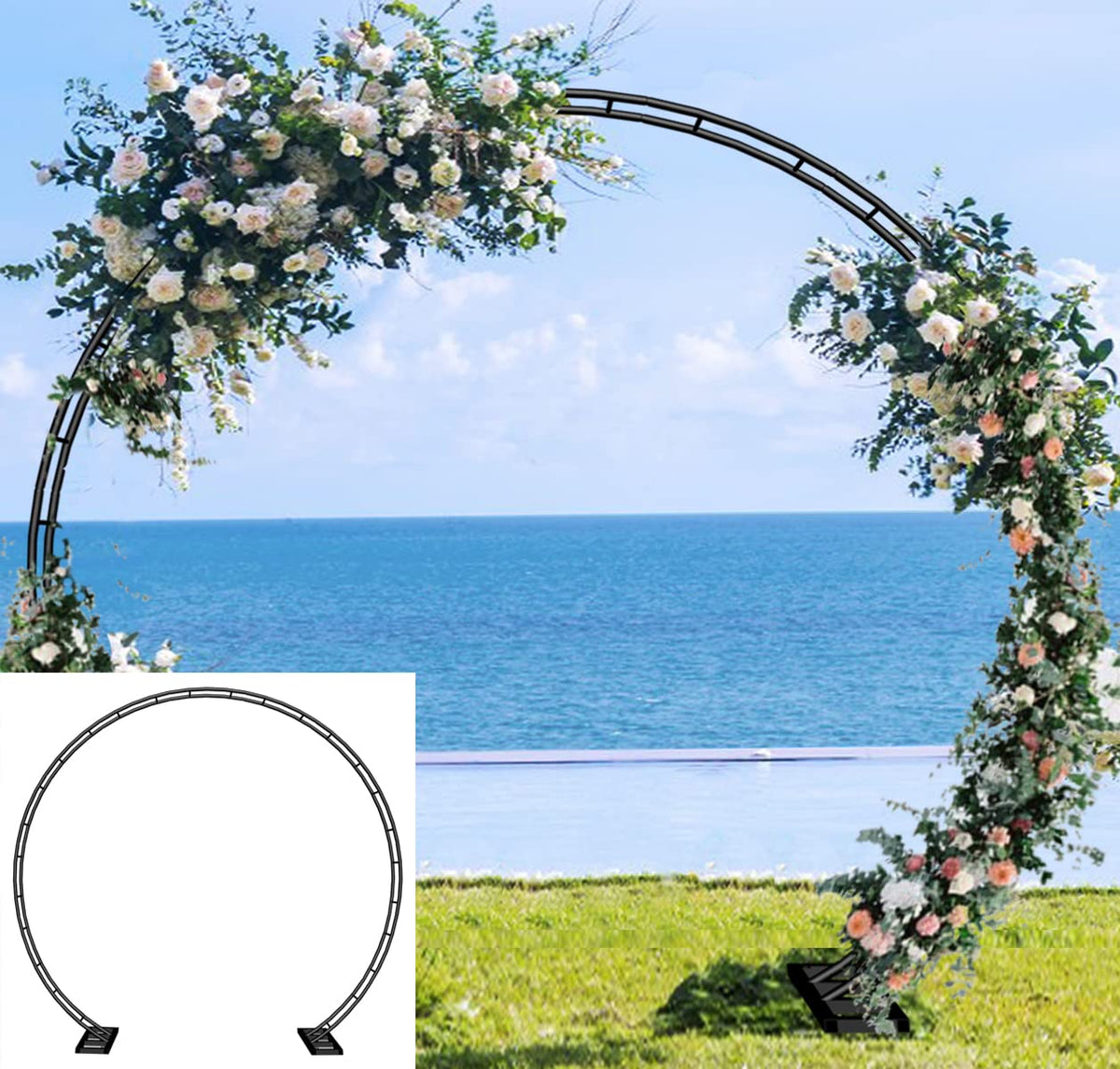 Extra Large Wedding Arch for Ceremony 8.5Ft Wide 7.4Ft High,Black