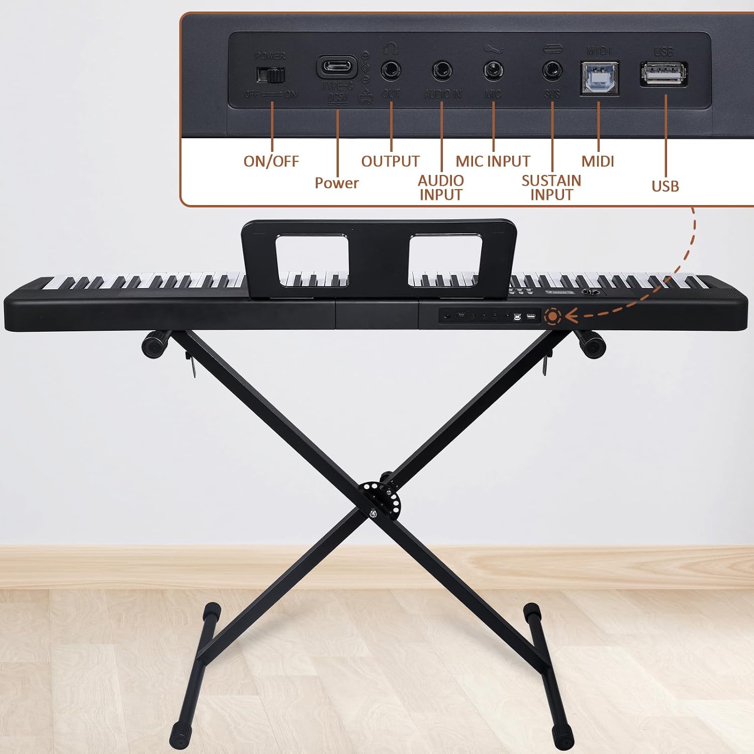 88 Key Piano Keyboard, Electric Digital Piano with Semi Weighted Keys, Keyboard Piano with Sustain Pedal, Power