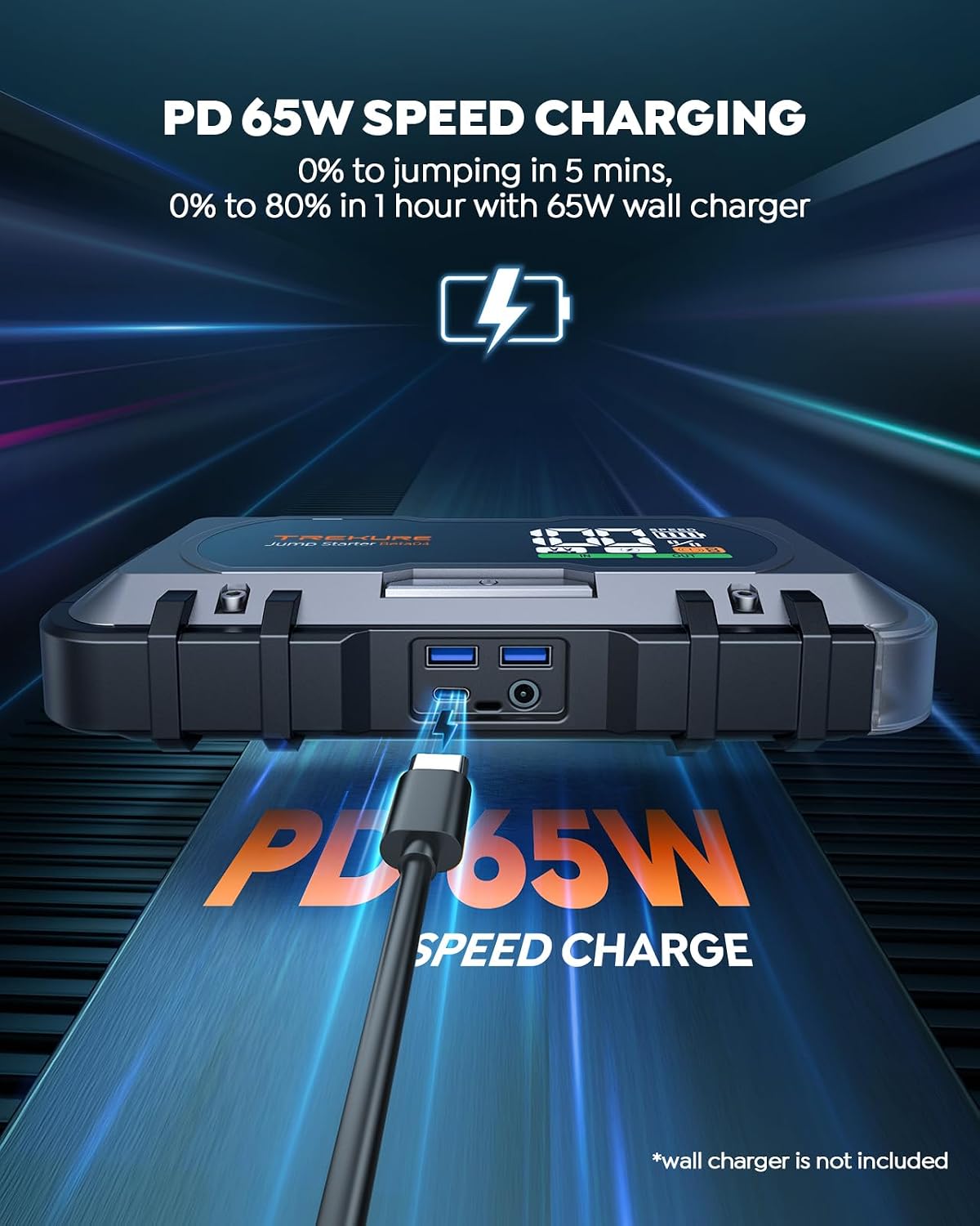 8000A Car Battery Jump Starter, Battery Jumper Starter Portable (All Gas/12L Diesel), 27000mAh 65W Charging Jump Box
