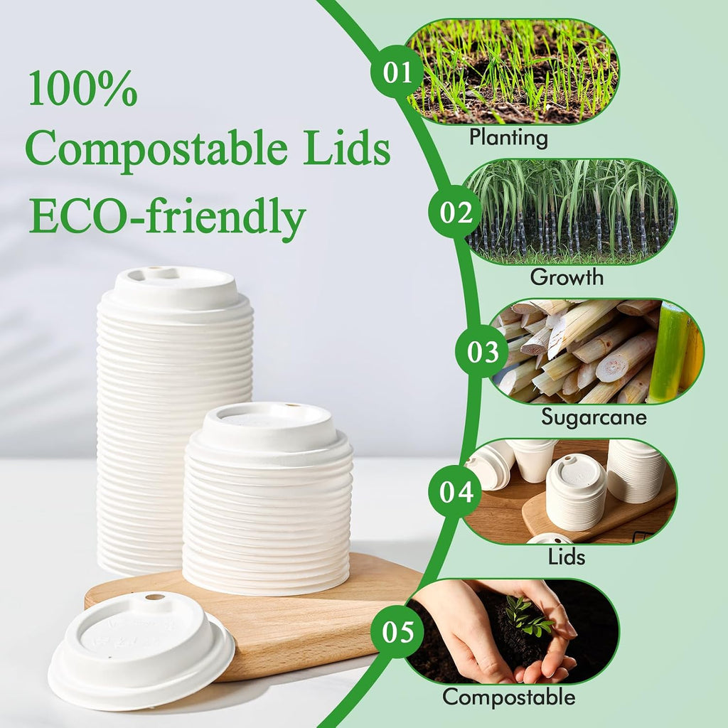 Compostable Coffee Cup Lids 200 Count，3.54 inch Disposable Cup Lid