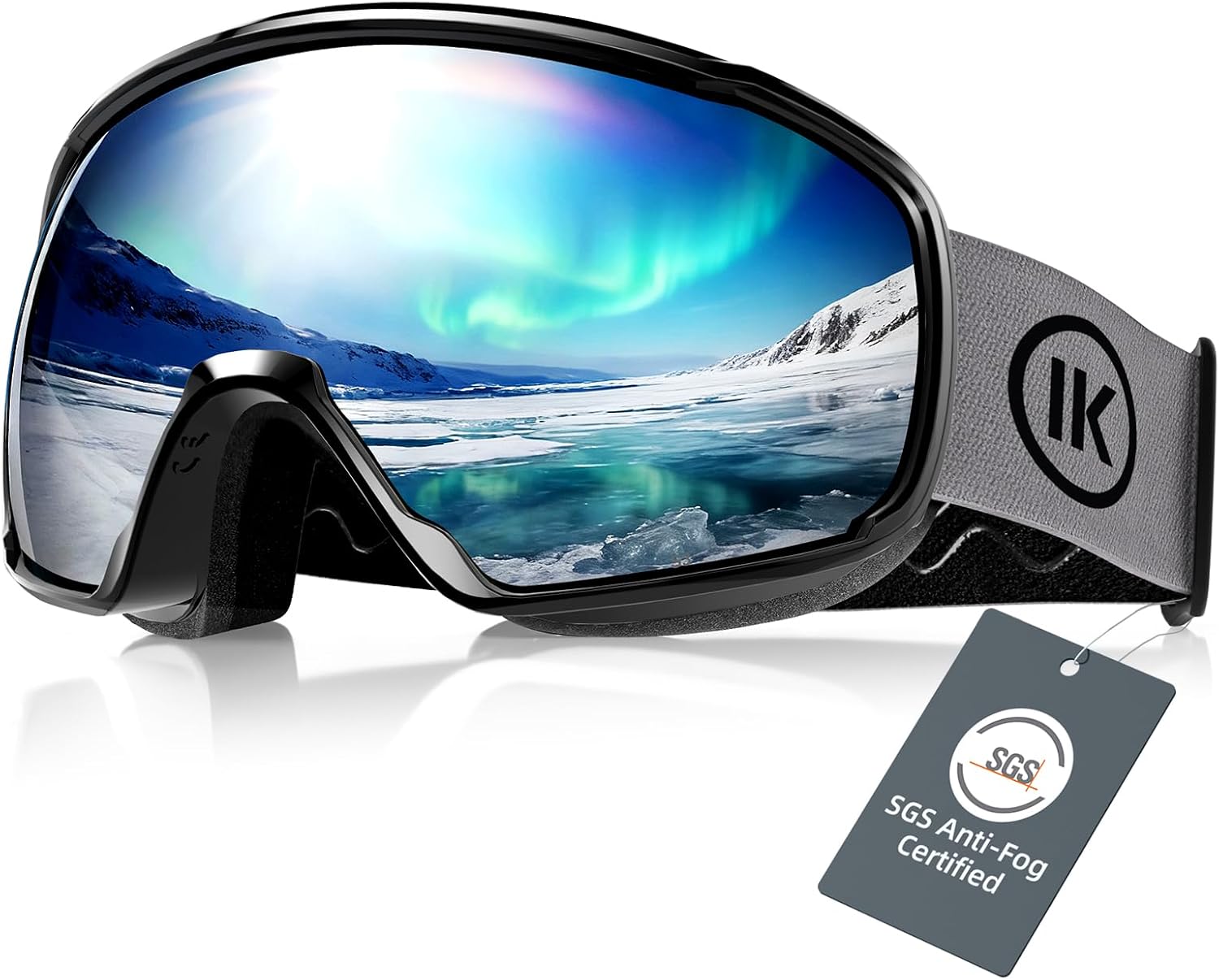OTG Ski Goggles, Anti-Fog Snowboard Goggles for Men & Women | SGS-certified anti-fog lenses, OTG over-glasses design