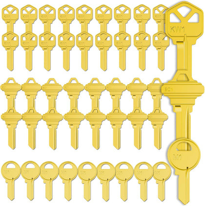 Key Blanks in Premium Quality Brass Assortment | Uncut Key Blanks 20 KW1, 20 SC1, 10 M1 for Home and Professional Use