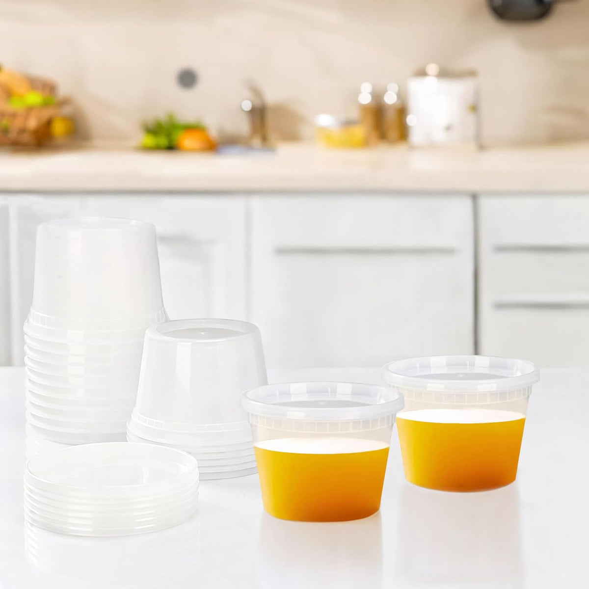 50 Sets 16 Oz Plastic Deli Containers with Lids - Food Storage Containers with Lids - Clear Airtight Meal Prep