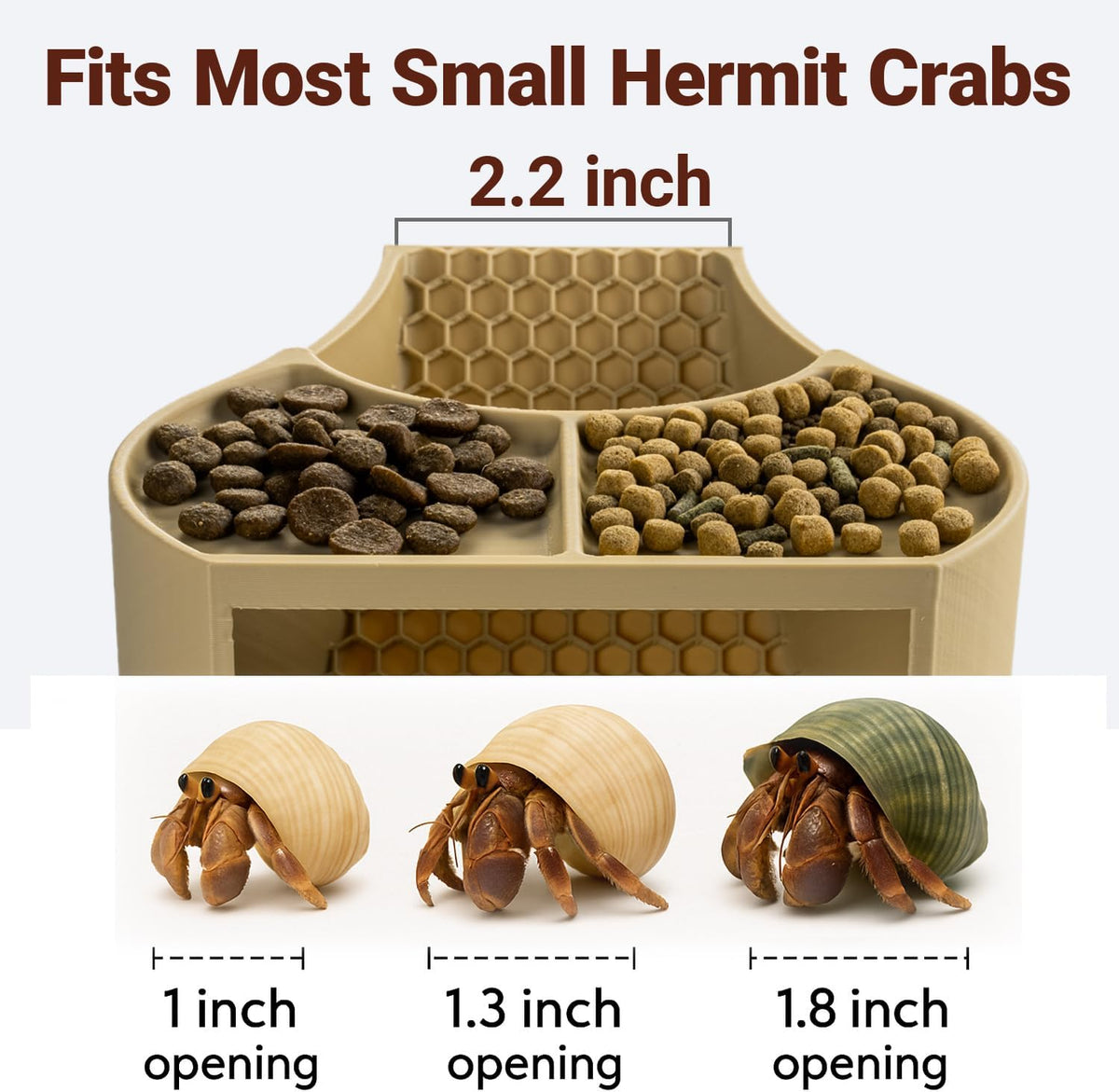Hermit Crab Habitat Shelter with Dual Food Bowls, 2-in-1 Cave Shelter & Feeding Dish, Textured Climbing Ramp &