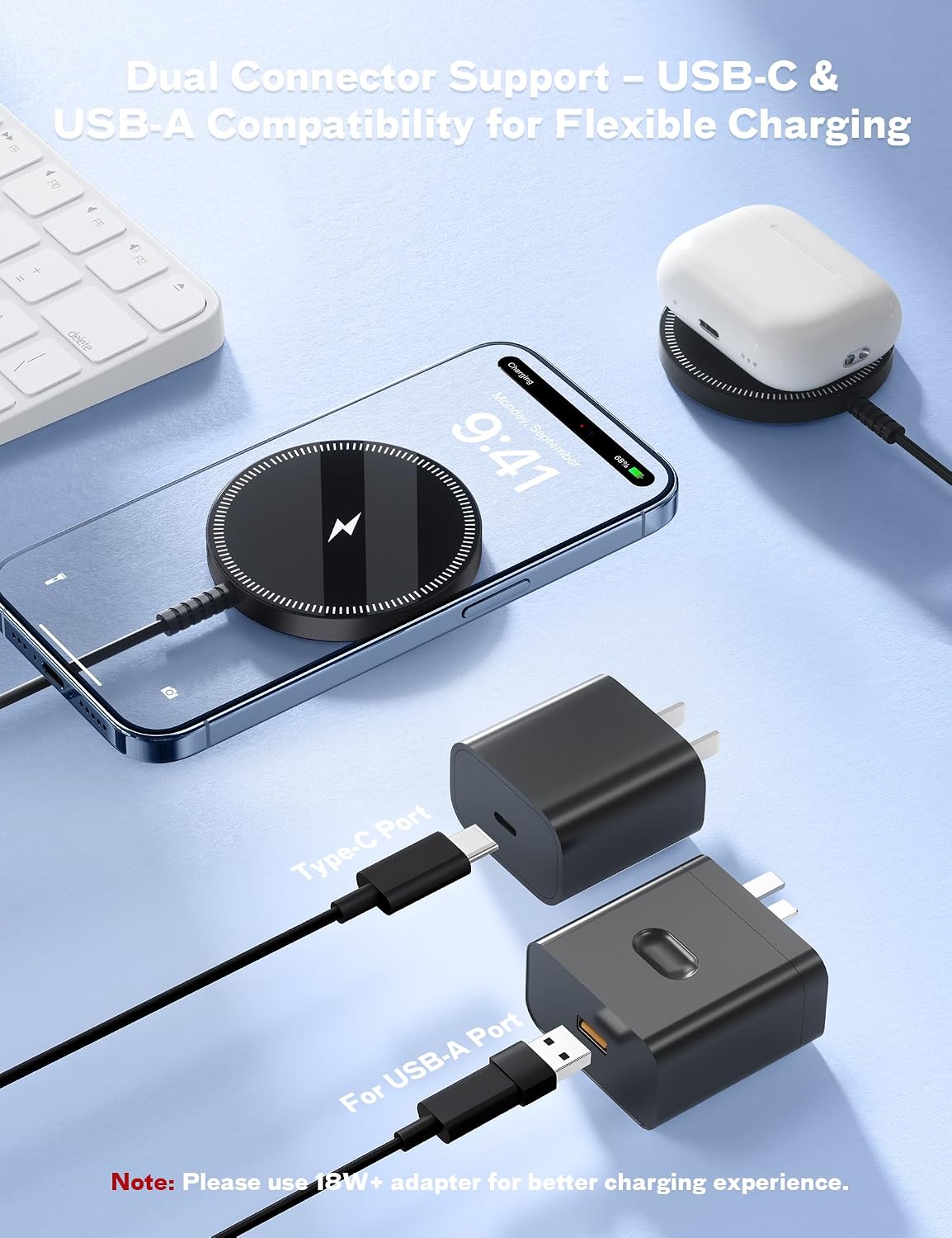 Magnetic Wireless Charger Fast Charge Strong Magnet Charging Pad for iPhone 17/16/15/14/13/12 - Series&AirPods Pro